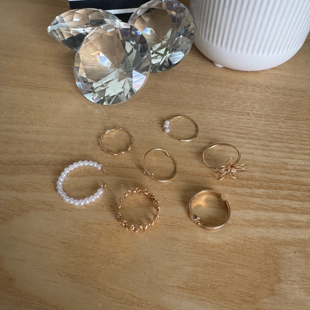 Fashion Gold and Pearl Ring Set